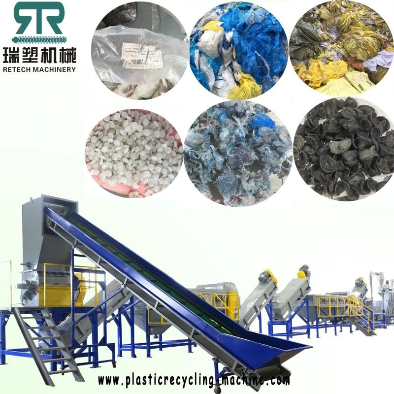 LDPE LLDPE PP Film Bag Shredding Washing Drying Recycling Line