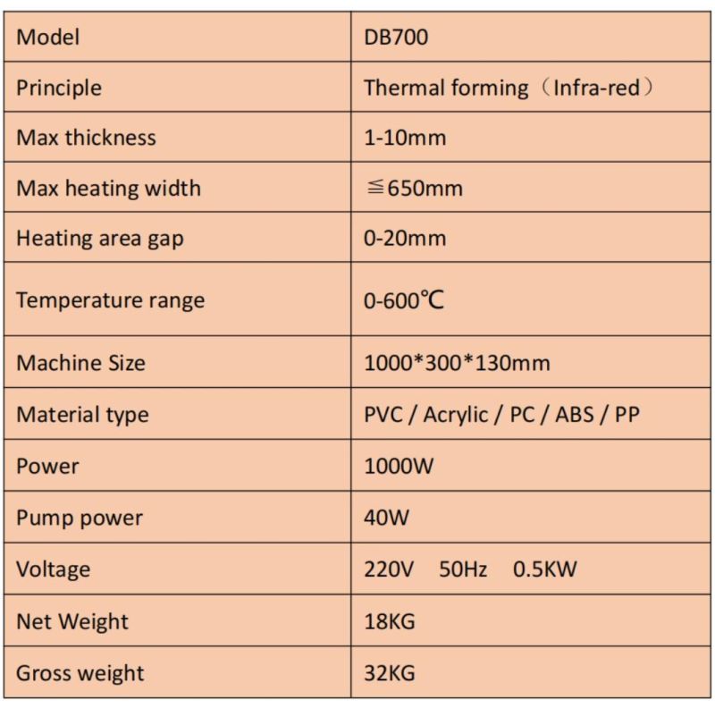 dB700 Manual Acrylic PVC PC Plastic Heating Bending Device Thermal Forming Bending Machine for Plastic Light Box