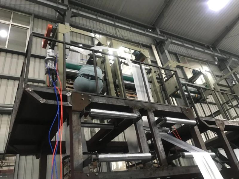 Sj-60 Sigle Screw Twin Die Head Automatic HDPE/LDPE/LLDPE Two Roll Film Blowing Machine
