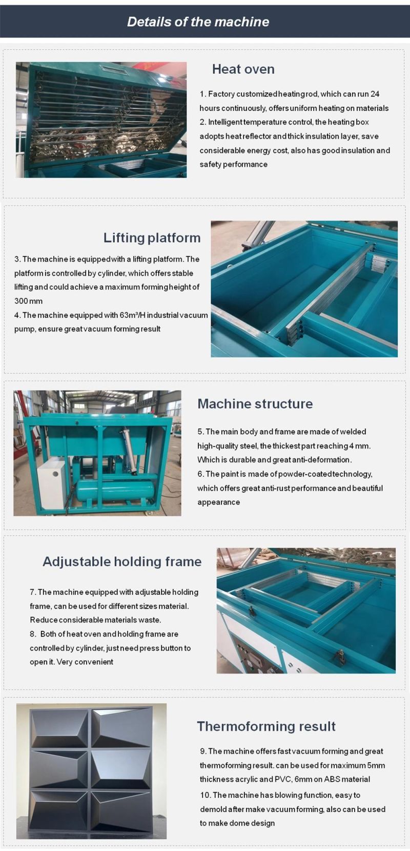 New Deep Acrylic /ABS Vacuum Forming Machine with 300mm Forming Height