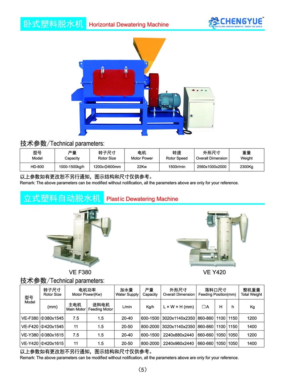 Plastic Washing Line Dewateringmachine Plastic Flake Dryer