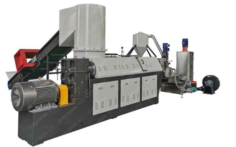 EPS PS Styrofoam Hot Melting Plastic Recycling Die Face Pelletizing Machine with Bimetal Screw Vertical Lifting Vibrating Dryer