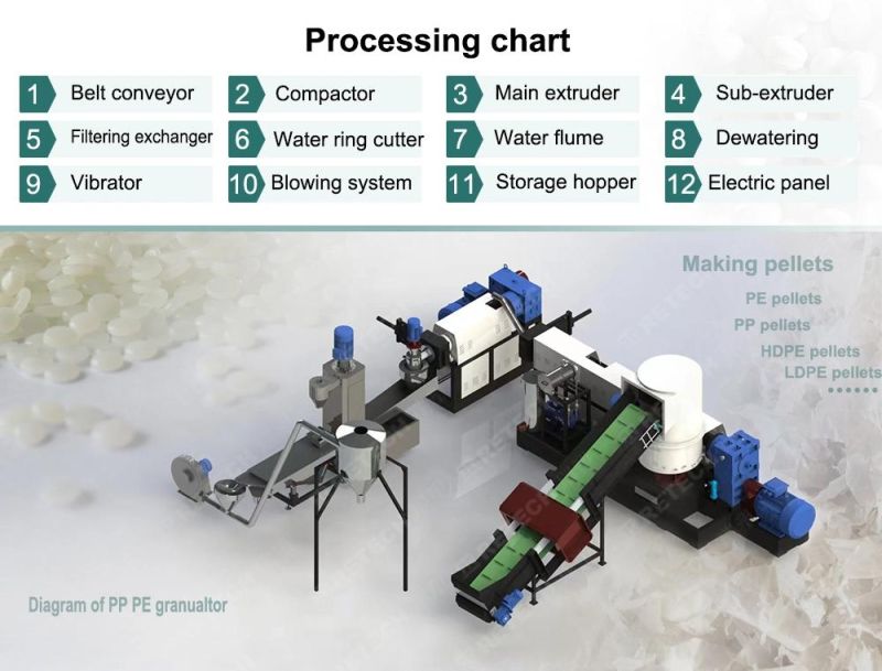 Plastic PE LDPE Landfill Film Recycling Pelletizing Machine