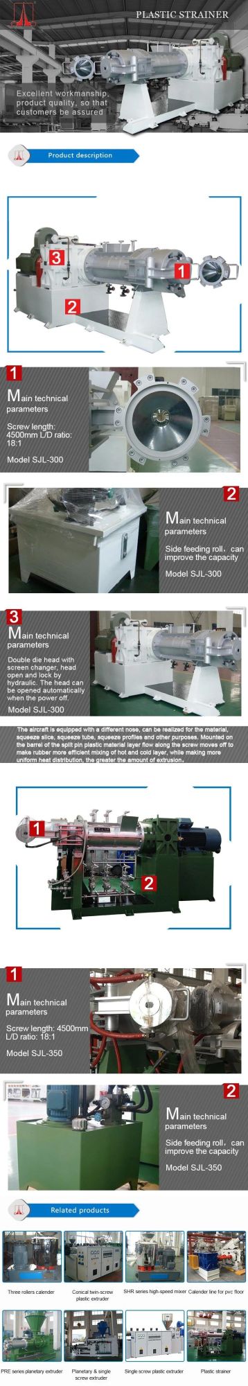 Sjl-300 Fored Feeding Plastic Strainer Extruder Before Calender