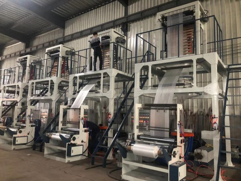 Pbat PLA Biodegradable Dual-Screw Co-Extrusion 3-Layer Blown ABA Film Blowing and Making Extruder Machine