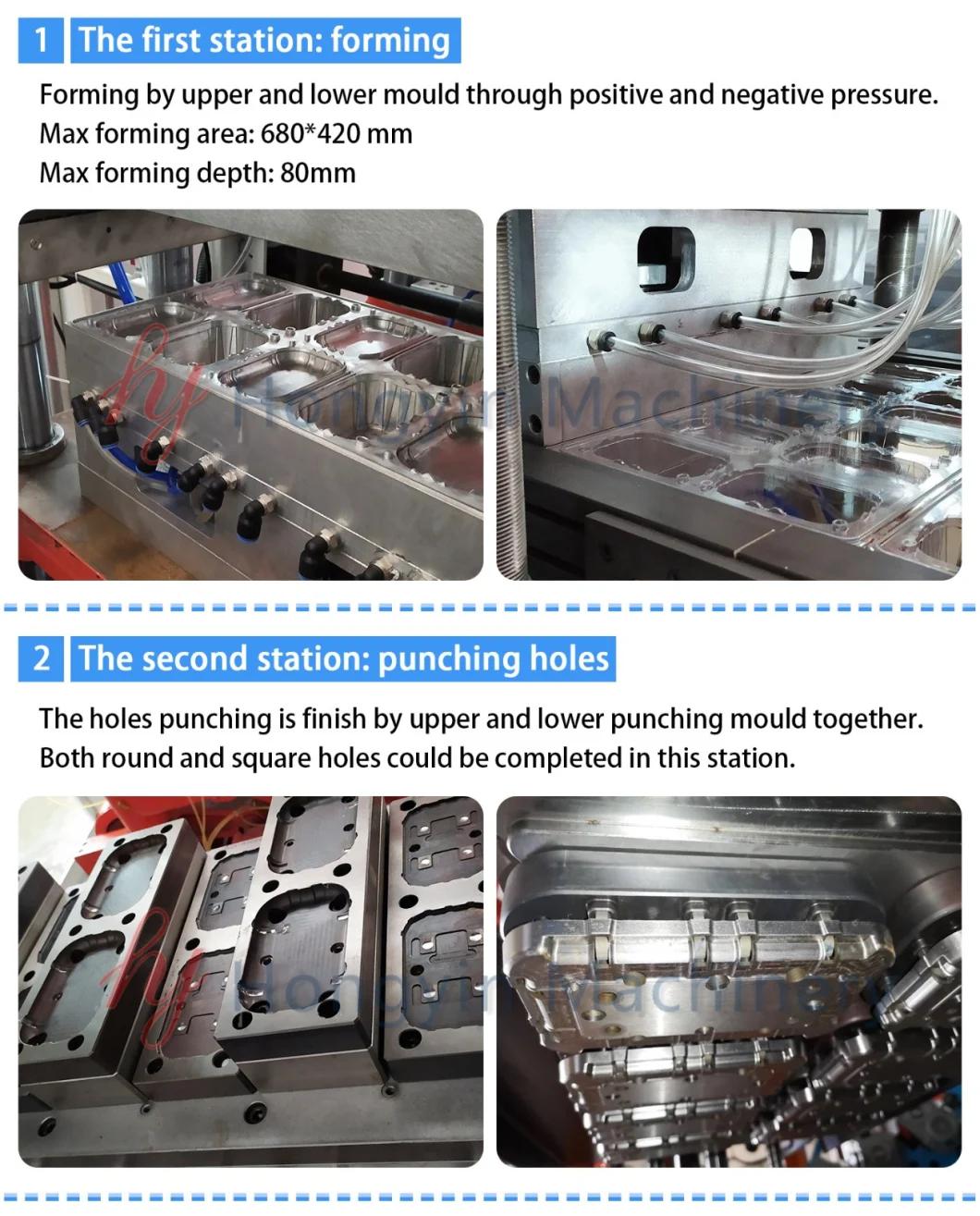 Multi Stations Plastic Food Tray Thermoforming Machine Plastic Container Making Machine