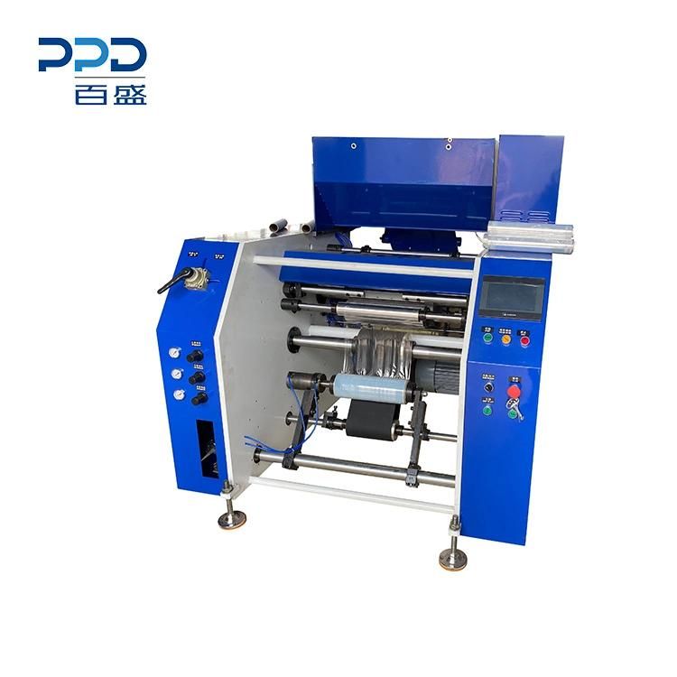 China Manufacture 5 Turret Small Roll PE/PVC Cling Film Perforation Rewinding Machine