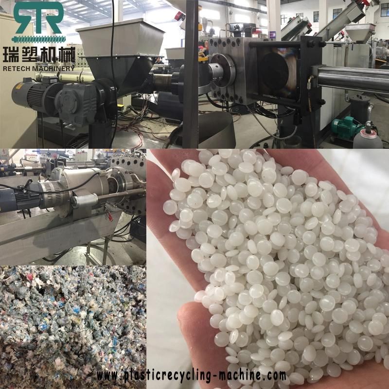 Side Force Feeder PP PE Soft Film HDPE Rigid Flakes Recycling Granulating Pelletizing Line