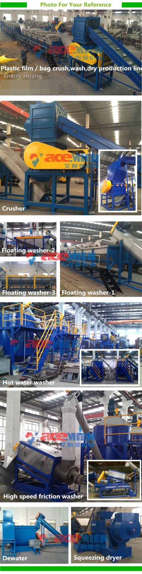 Agriculture Waste Plastic Film Flakes Washing Recycling Machinery Line