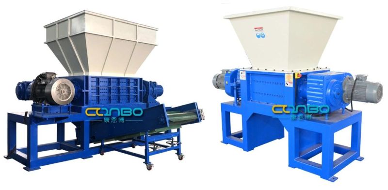 Plastic Wastes Blue HDPE Barrel Double Shaft Shredder Grinder System