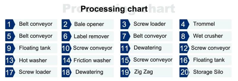 500kg/Hour-3000kg/Hr Pet Bottle Washing and Recycling Line