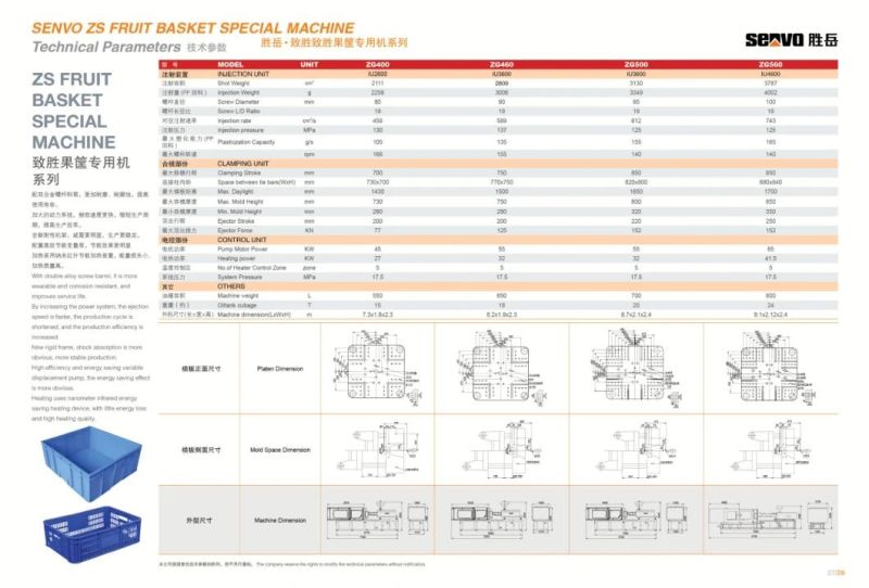 Zg460 Fruit Basket Special Injection Molding Machine