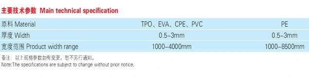Tpo/EVA/PVC/HDPE Geomembrane Sheet Extrusion Machine