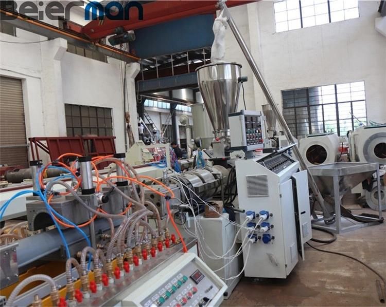 Sjsz65/132 Double Screw Extrusion UPVC PVC Round and Square Colorful Rain Water Gutter Profile Making Production Line PLC Control