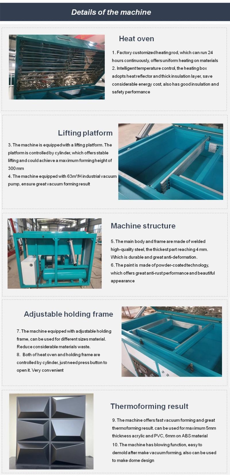 Automatic Thermoforming Plastic Vacuum Forming Machine Price for Acrylic ABS PVC PMMA Pet Sheet