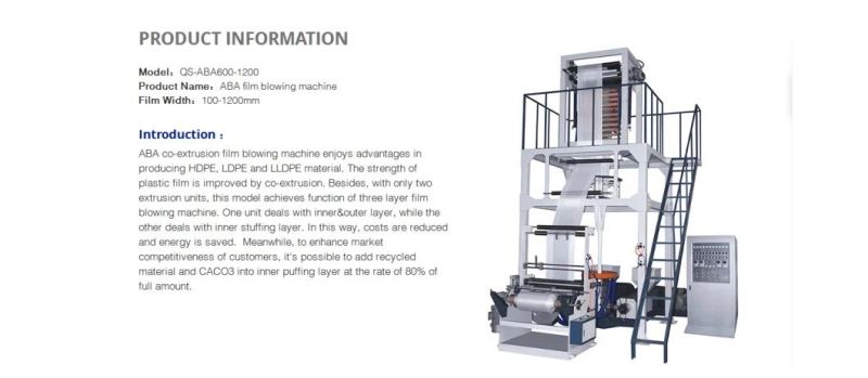 1200mm ABA Film Blowing Machine Film Blowing Machines 3layers ABA Co-Extrusion Blown Film Machine