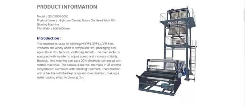 LDPE HDPE Film Blowing Machine for 1500mm Film Making Machine Film Extrusion Machine