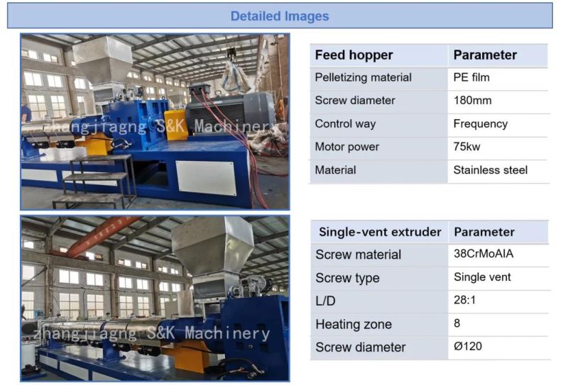 Recycled PE PP Film Squeezer Granulating Pelletizing Line