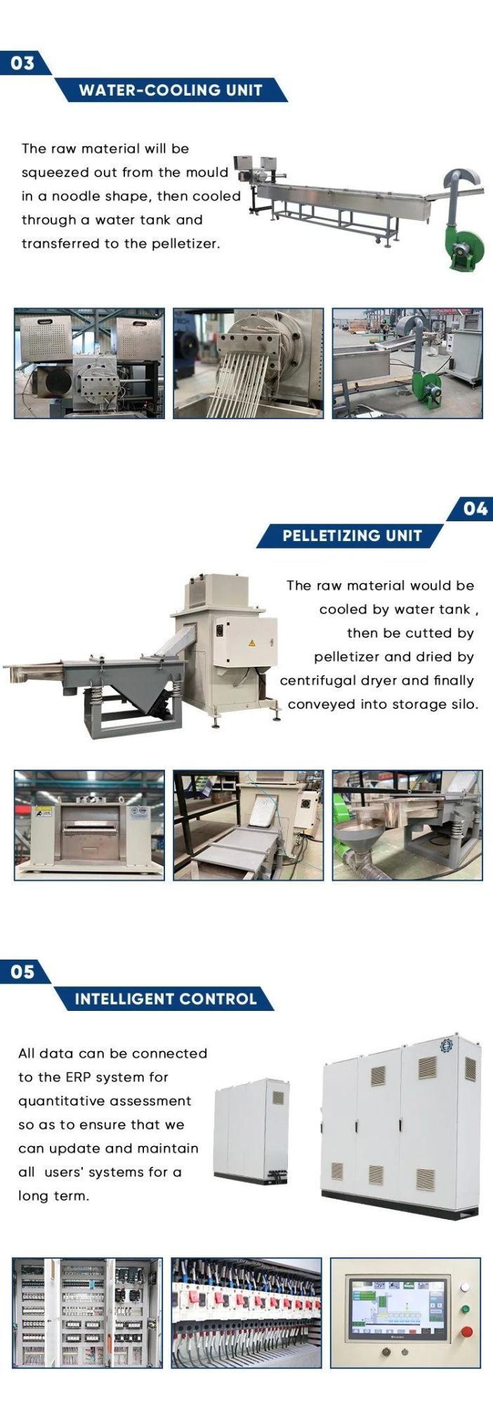 Waste Plastic Recycling Machine for PP PE LDPE LLDPE HDPE Pet ABS EPS PVC PC PMMA Granulation Pelletizing Production Line Plastic Recycling Granulator Machine