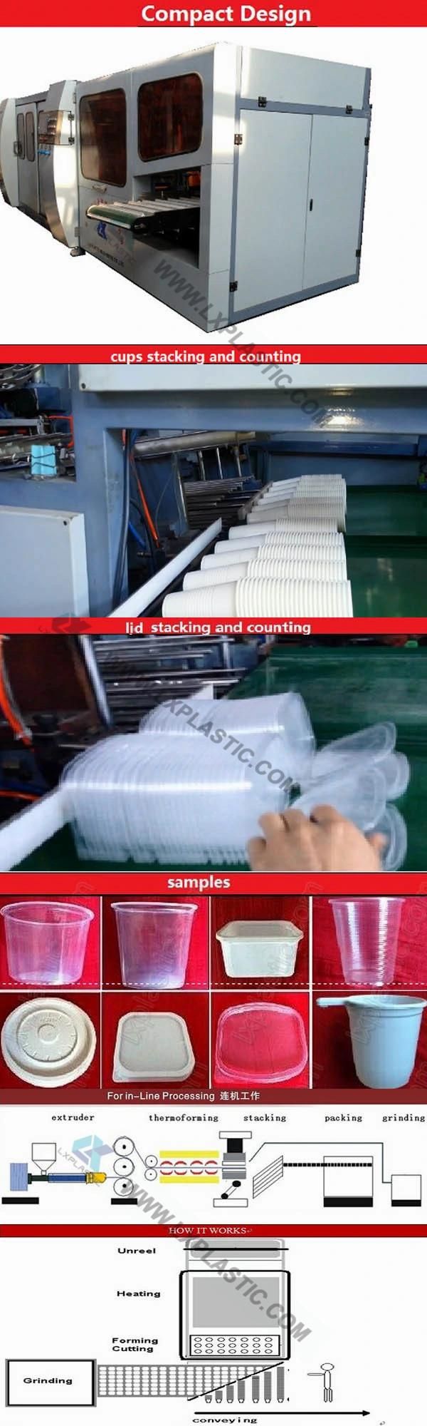 Lx76un 2in1 Thermoforming machine Working with Auto-Hole Punching Machine for 90mm Power Pot 12up