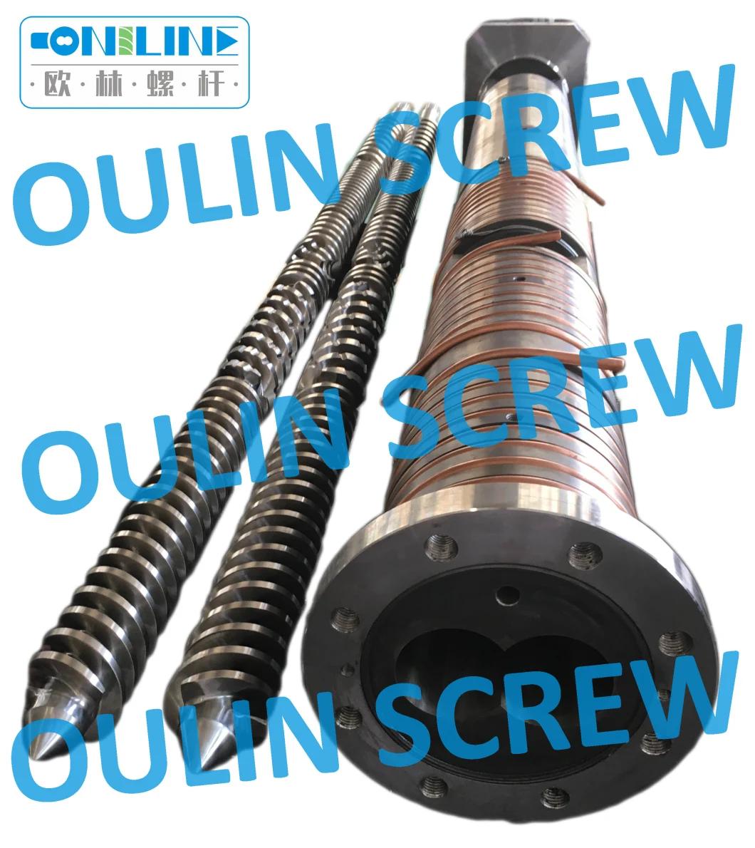 Oil Cooling Copper Tube Surrounded Theysohn Twin Parallel Screw and Barrel for PVC Extrusion