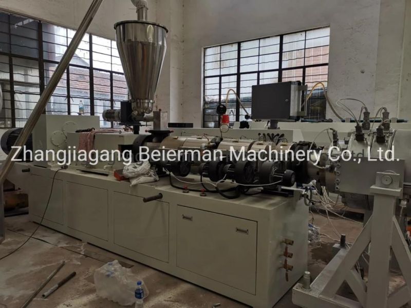 37kw AC Motor Double Alloy Screw Sjsz65/132 Conical Twin Screw Extruder Horizontal/Vertical Gearbox for Extrusion PVC WPC Products