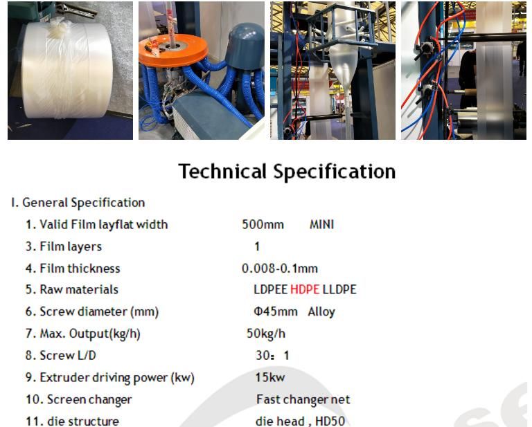 Full Automatic PE Film Blowing Machine with Rotary Die Head and Double Winder