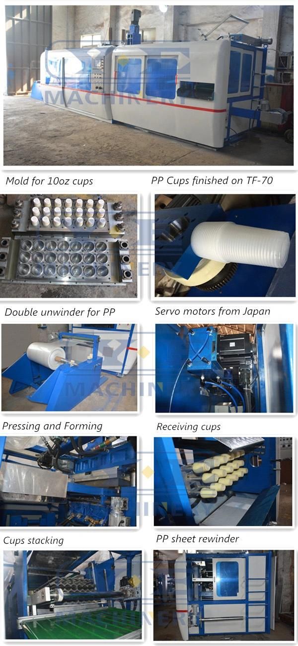 Plastic Cup Making Machine for PP/PS/Pet Material with Stacking