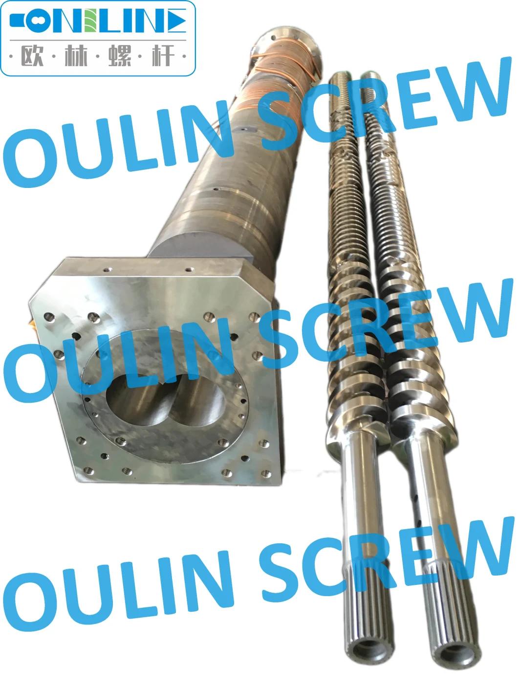 Oil Cooling Copper Tube Surrounded Theysohn Twin Parallel Screw and Barrel for PVC Extrusion