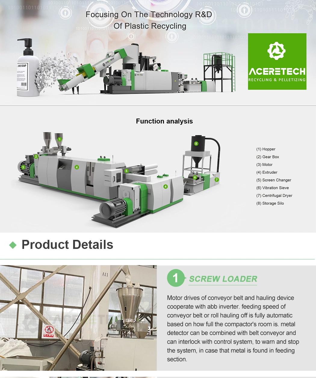 Aceretech Professional Team Recycling Plastic Pelletizer Granule Extruder Granulator