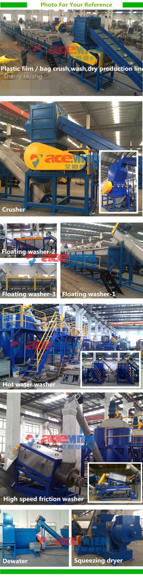 LDPE HDPE Film Flakes Washing Crushing Drying Recycling Line China Supplier