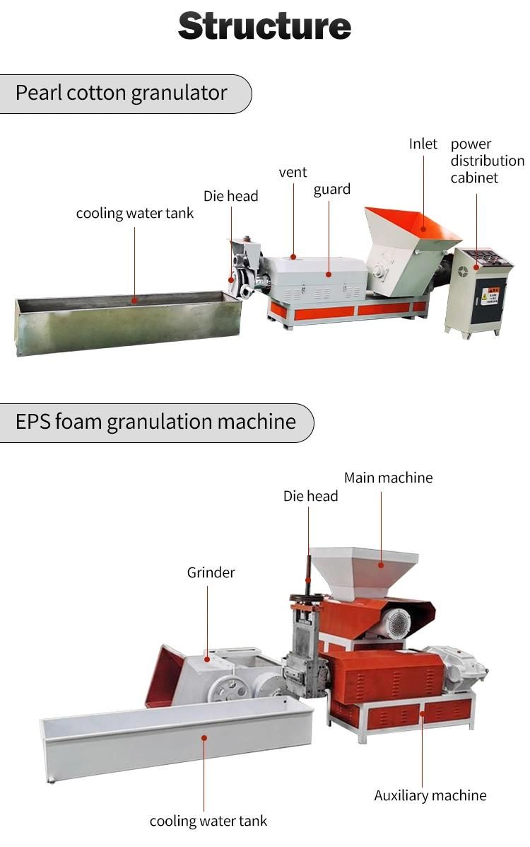 Big Capacity EPE EPS Foam Recycle Machinery Recycled Plastic Extruder Foam Recycling Machine