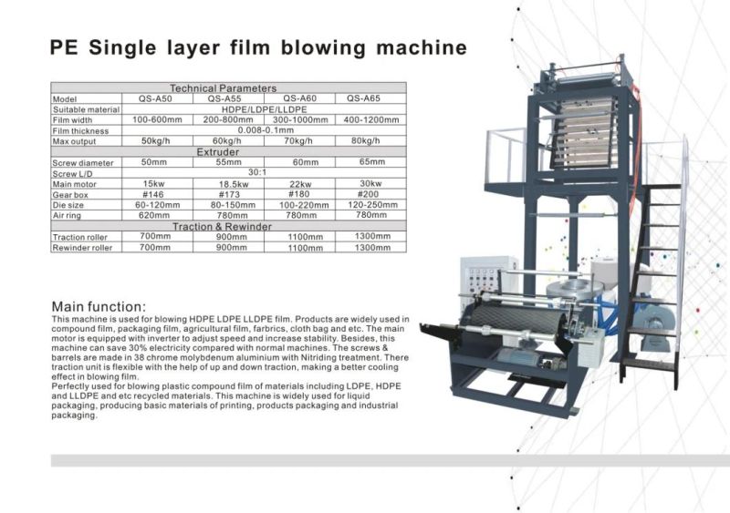PE Single Layer Film Blowing Machine